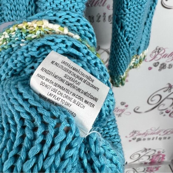 Moffi international sweater tassle beads Teal Knit Sweater with Yellow Accents - Picture 9 of 9